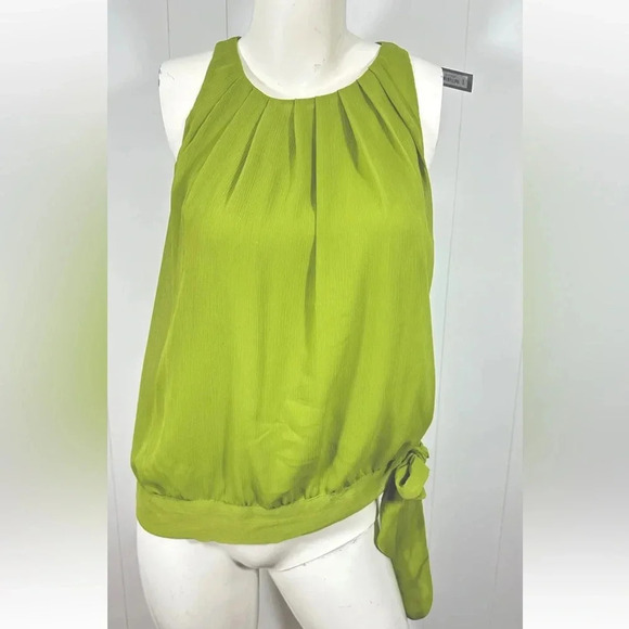NWT Apt. 9 Womens Pleated Neck Sleeveless Green top Blouse Lined Shirt Sz L - Picture 1 of 8